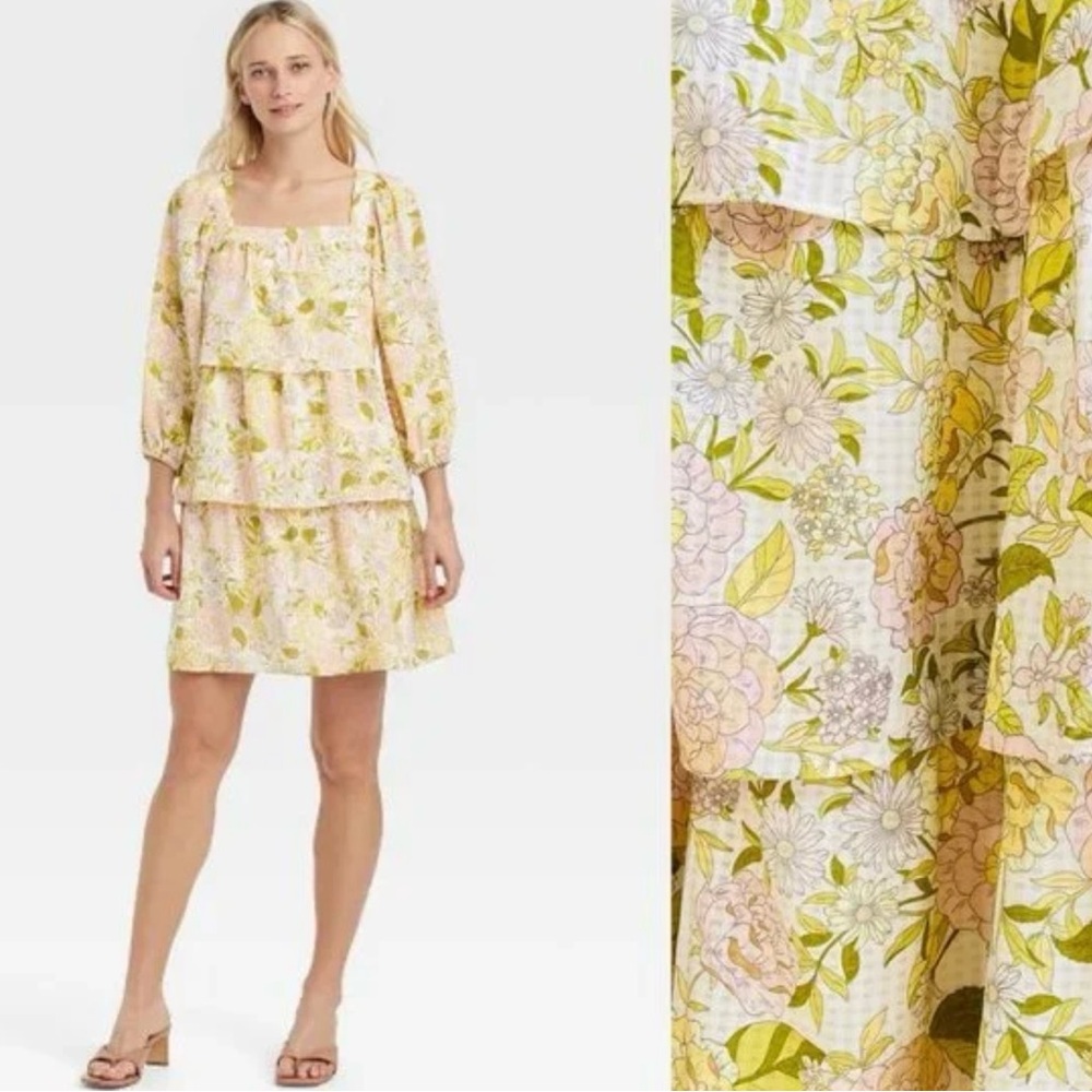 Who What Wear Floral Tiered Dress